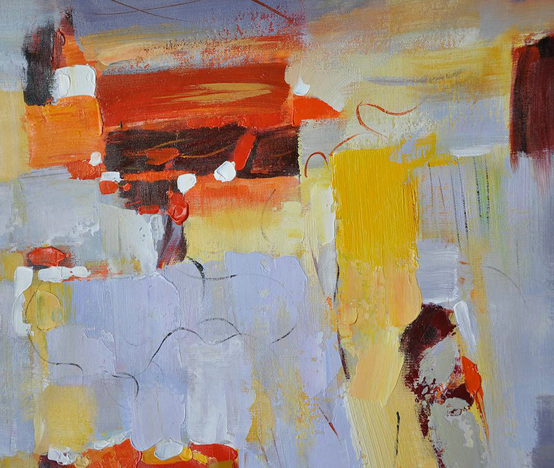 Handmade Painting Large Abstract Art,Oversized Horizontal Contemporary Art,Hand Paint Abstract Painting,Grey,Red,Yellow.etc